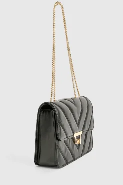 Sac bandoulière à chaîne en synthétique matelassé