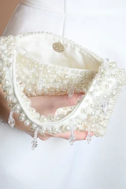 Sac À Bandoulière De Mariée Edie Avec Détails De Perles Et Forme Structurée
