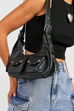 boohoo Sac À Bandoulière À Double Poche Avec Détails Cloutés< Sacs À Main|Sacs Portés Épaule