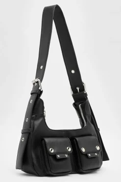 boohoo Sac À Bandoulière À Double Poche Avec Détails Cloutés< Sacs À Main|Sacs Portés Épaule