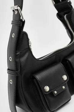 boohoo Sac À Bandoulière À Double Poche Avec Détails Cloutés< Sacs À Main|Sacs Portés Épaule