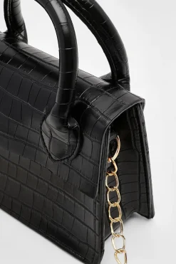 Sac Bandoulière Effet Croco Verni