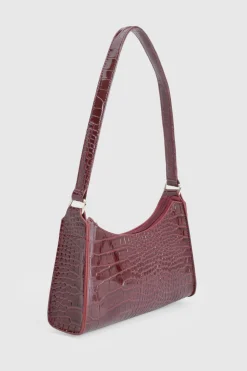 Sac À Bandoulière Effet Croco Verni