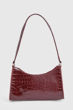 Sac À Bandoulière Effet Croco Verni