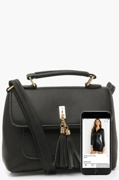 boohoo Sac bandoulière en synthétique à finition lisse et détails de pampilles< Sacs À Bandoulière|Sacs Bandoulière