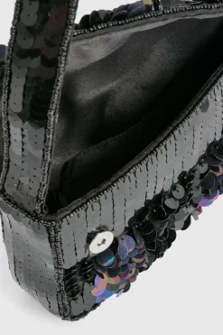 Sac à bandoulière à sequins noir