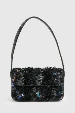 Sac à bandoulière à sequins noir