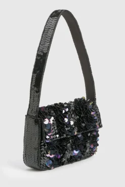 Sac à bandoulière à sequins noir