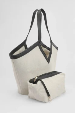 boohoo Sac Cabas En Lin Avec Détails Contrastés Et Pochette Intérieure< Sacs À Main|Tote Bags
