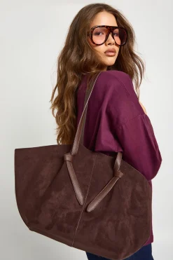 Sac cabas en suède synthétique à anse nouée