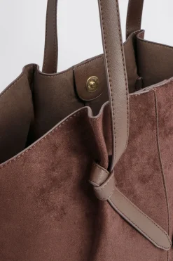Sac cabas en suède synthétique à anse nouée