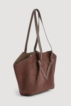 Sac cabas en suède synthétique à anse nouée