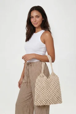 Sac De Plage Au Crochet Avec Anses Tressées