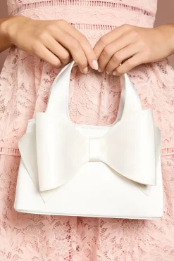 Sac à Main de Mariée Olivia en Satin avec Détail Nœud et Bandoulière