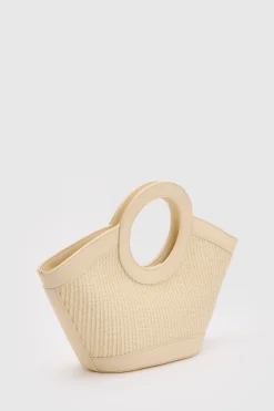 Sac À Main En Raphia Contrasté