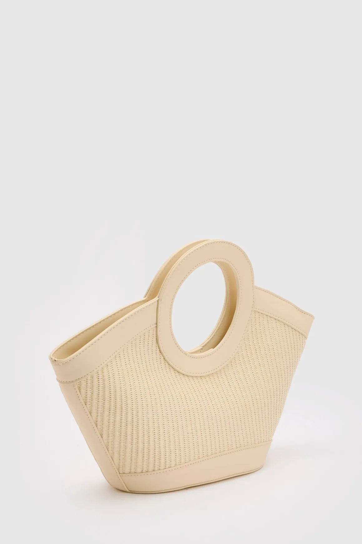 Sac À Main En Raphia Contrasté