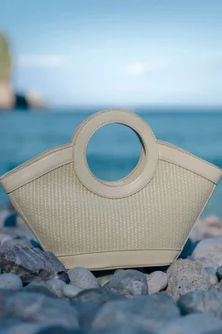 Sac À Main En Raphia Contrasté