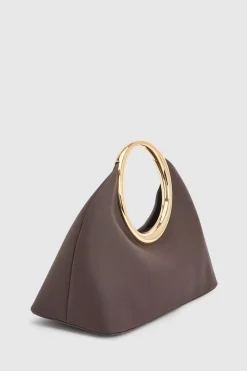 Sac À Main Rond Doré Avec Poignée Anneau Statement