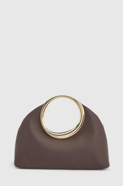 Sac À Main Rond Doré Avec Poignée Anneau Statement