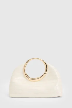 Sac À Main Rond Effet Croco Avec Anse Dorée Statement