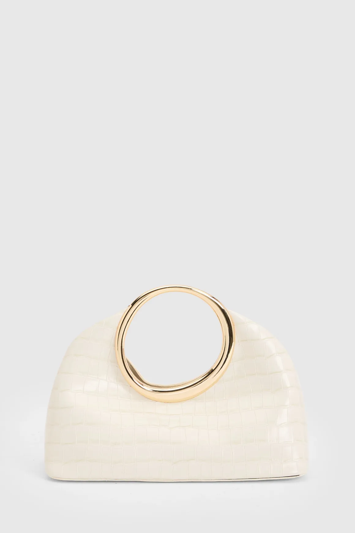 Sac À Main Rond Effet Croco Avec Anse Dorée Statement