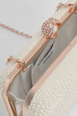Sac Pochette De Mariée Amora Détail Perles Cœur D'amour
