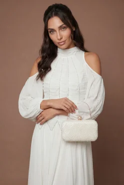 Sac Pochette De Mariée Amora Détail Perles Cœur D'amour