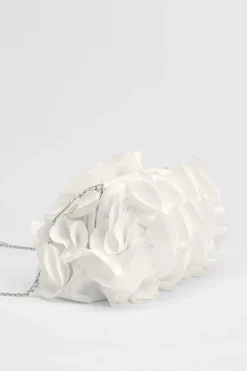 Sac Pochette De Mariée Estelle En Satin À Fleurs Avec Bandoulière