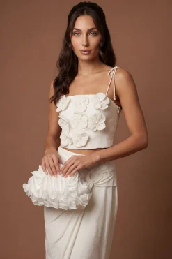 Sac Pochette De Mariée Estelle En Satin À Fleurs Avec Bandoulière
