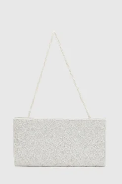 Sac Pochette De Mariée Luna Grande Avec Perles Et Bandoulière Perlée