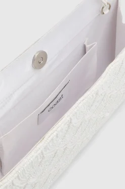 Sac Pochette De Mariée Luna Grande Avec Perles Et Bandoulière Perlée
