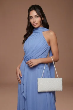 Sac Pochette De Mariée Luna Grande Avec Perles Et Bandoulière Perlée