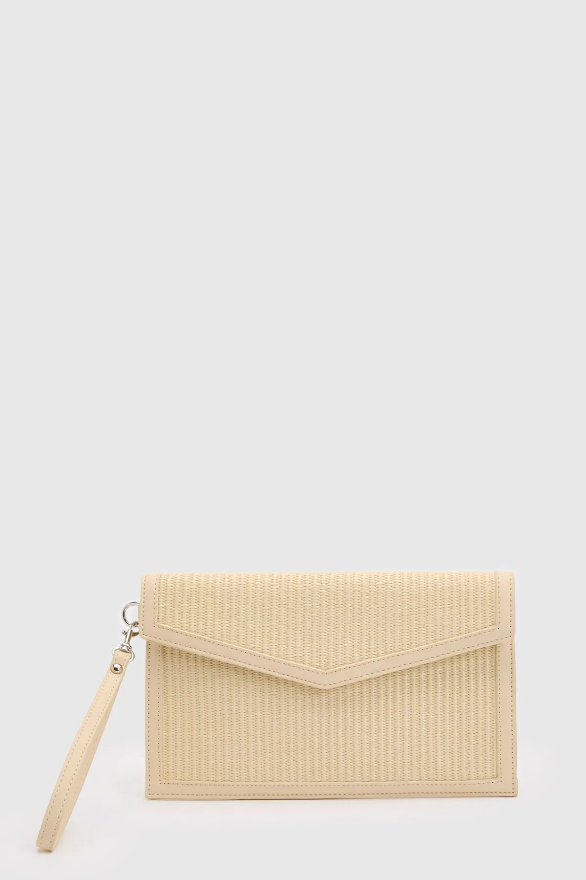 boohoo Sac Pochette En Raphia Contrasté Avec Anse Amovible< Pochettes|Sacs À Main