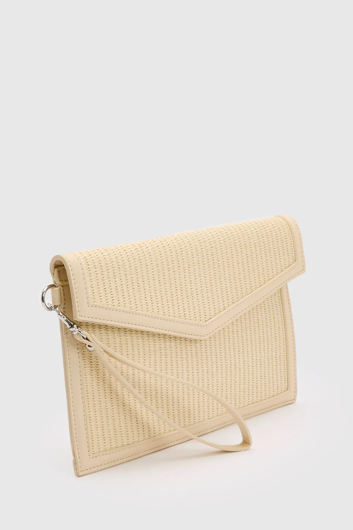 boohoo Sac Pochette En Raphia Contrasté Avec Anse Amovible< Pochettes|Sacs À Main