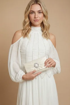 Sac Pochette En Satin Tyla Avec Bordure Ornée De Strass