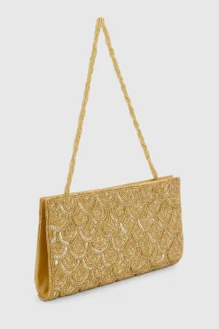 Sac Pochette Luna Grand Format Orné De Perles Avec Bandoulière Perlée