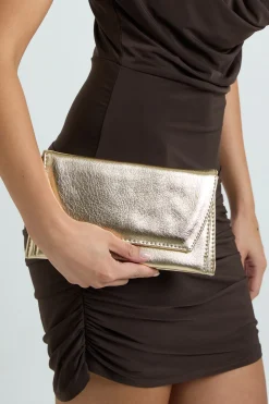 Sac Pochette Métallisé À Rabat Avec Chaîne