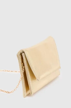 Sac Pochette Métallisé À Rabat Avec Chaîne