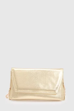 Sac Pochette Métallisé À Rabat Avec Chaîne