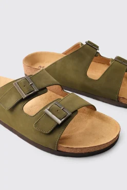 boohooMAN Sandale À Double Bride En Synthétique<Homme Sandales Et Claquettes