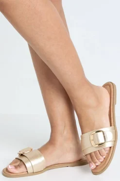 boohoo Sandales À Boucle Surdimensionnée Coupe Large< Sandales|Chaussures Dorées