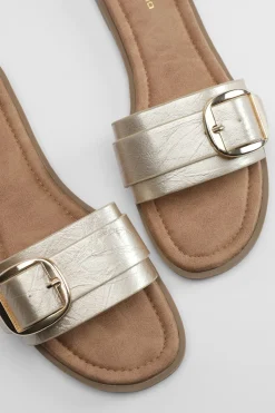 boohoo Sandales À Boucle Surdimensionnée Coupe Large< Sandales|Chaussures Dorées