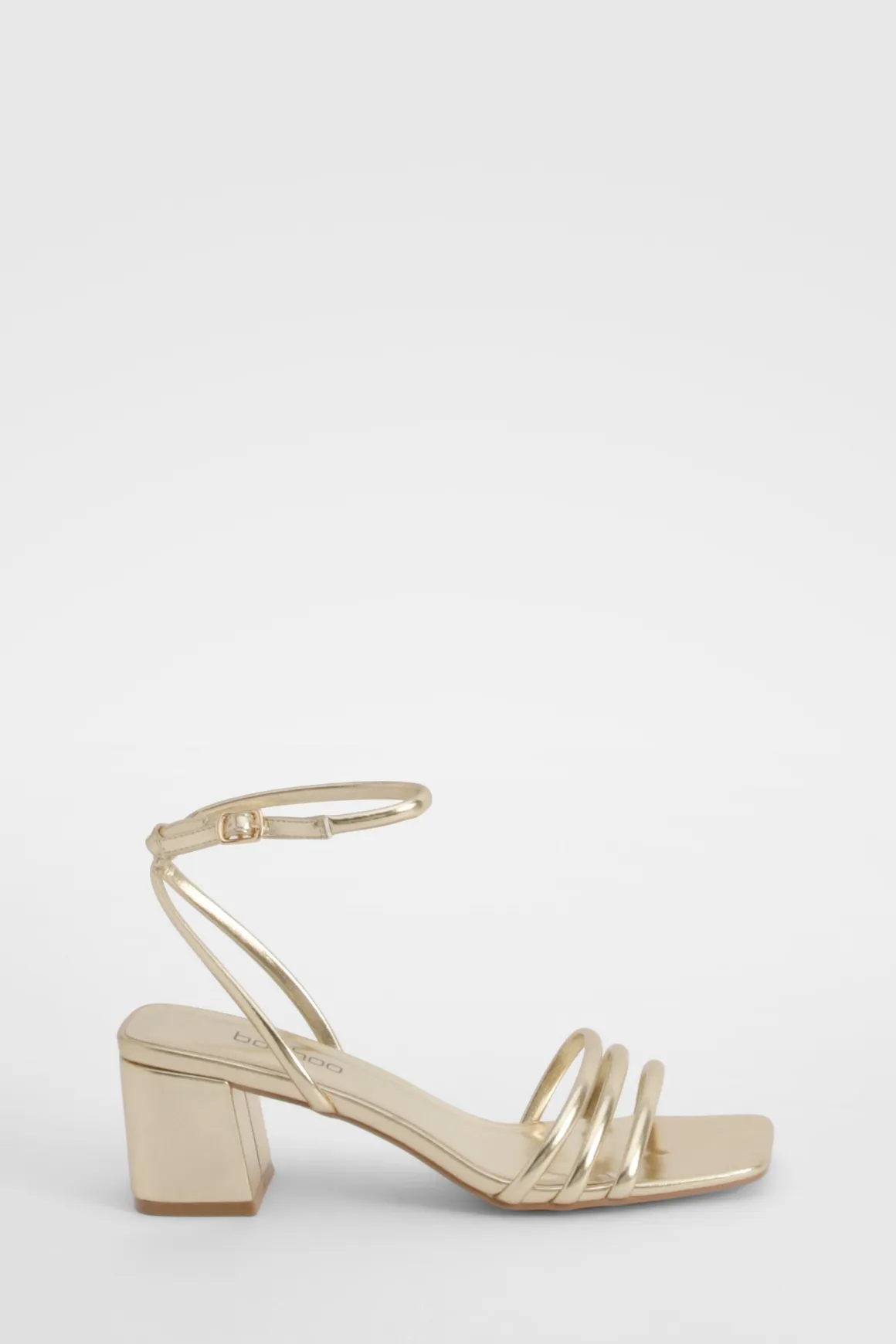 Sandales À Bout Carré Triple Bride Talon Bloc Bas