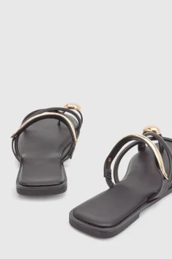 Sandales À Brides Avec Détails Métalliques À L'entre-doigt