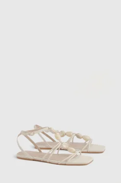 boohoo Sandales À Brides En Lin Avec Détails De Perles< Sandales