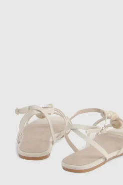 boohoo Sandales À Brides En Lin Avec Détails De Perles< Sandales