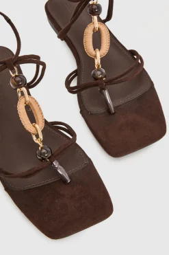 boohoo Sandales À Brides En Synthétique Avec Détail De Perles< Looks Chocolat|Sandales