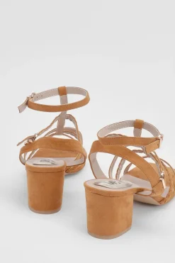Sandales À Brides Ynes En Synthétique À Talon Bloc Et Bout Ouvert