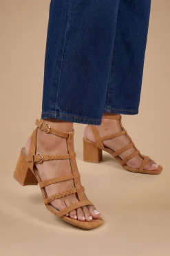 Sandales À Brides Ynes En Synthétique À Talon Bloc Et Bout Ouvert