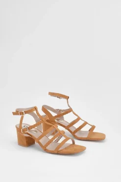 Sandales À Brides Ynes En Synthétique À Talon Bloc Et Bout Ouvert